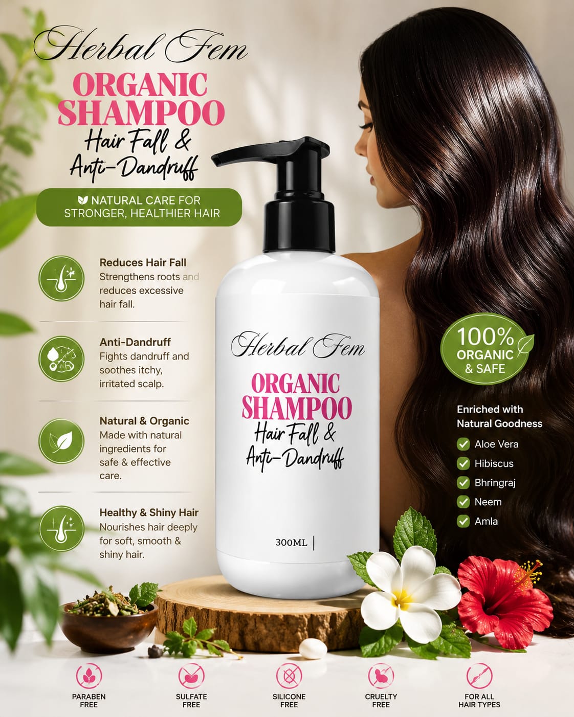 Herbal organic shampoo