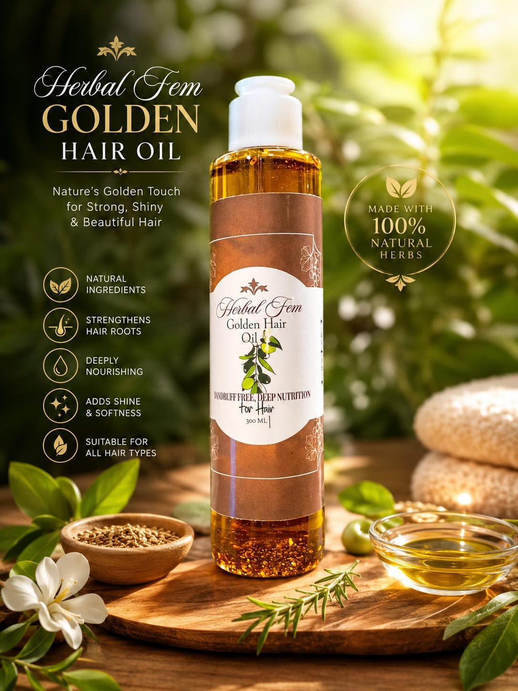 Herbal golden hair oil