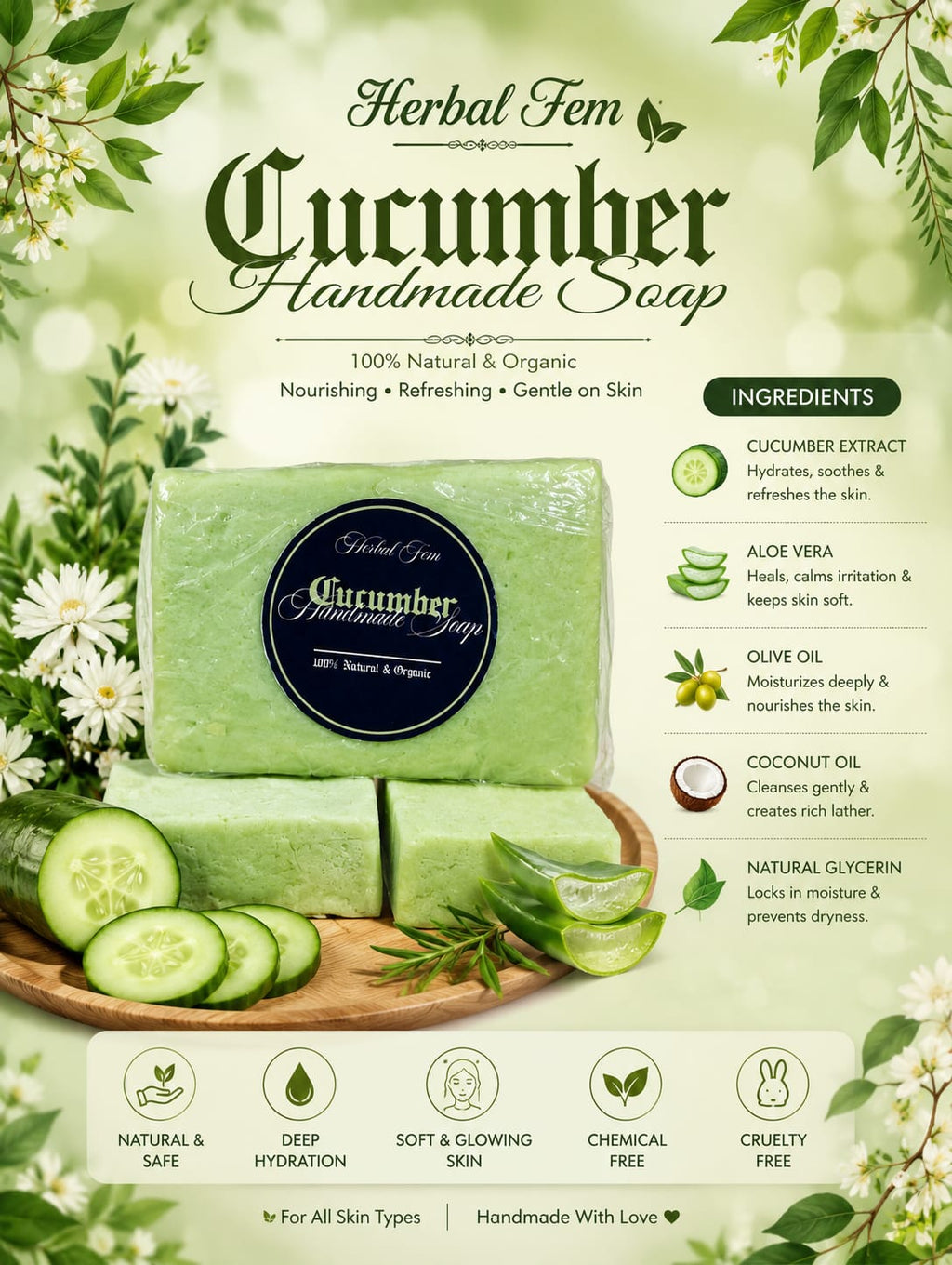 Cucumber handmade soap
